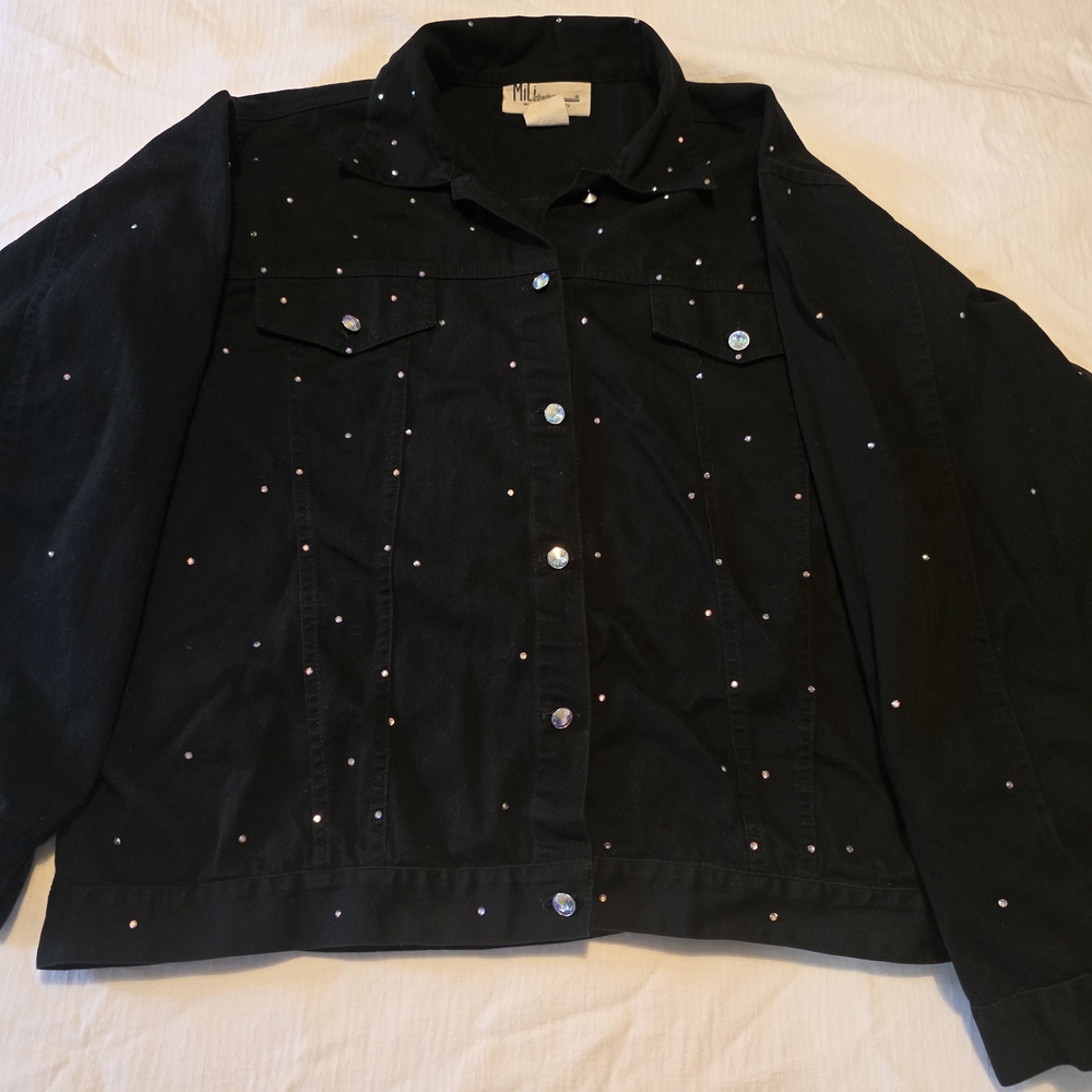Elegant Black Studded Jean Jacket